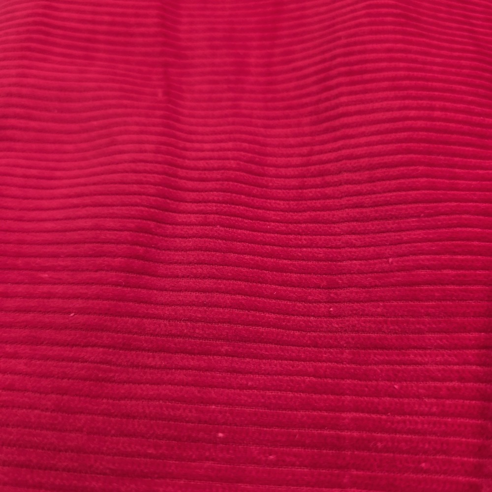 Fabric Bright Red Cotton Corduroy Remnant  3/4Yd x 45W Heavyweight 8 Wales x 1"